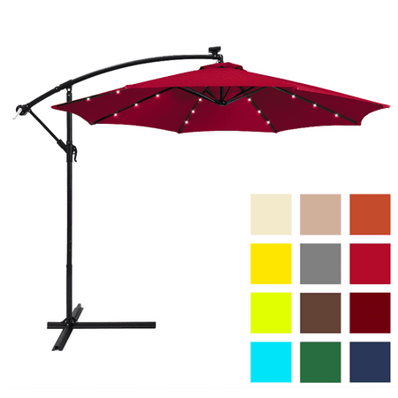 Best Choice Products 10ft Solar LED Offset Hanging Market Patio Umbrella w/ Easy Tilt Adjustment, Polyester Shade, 8 Ribs for Backyard, Poolside - (Best Umbrella Shop London)