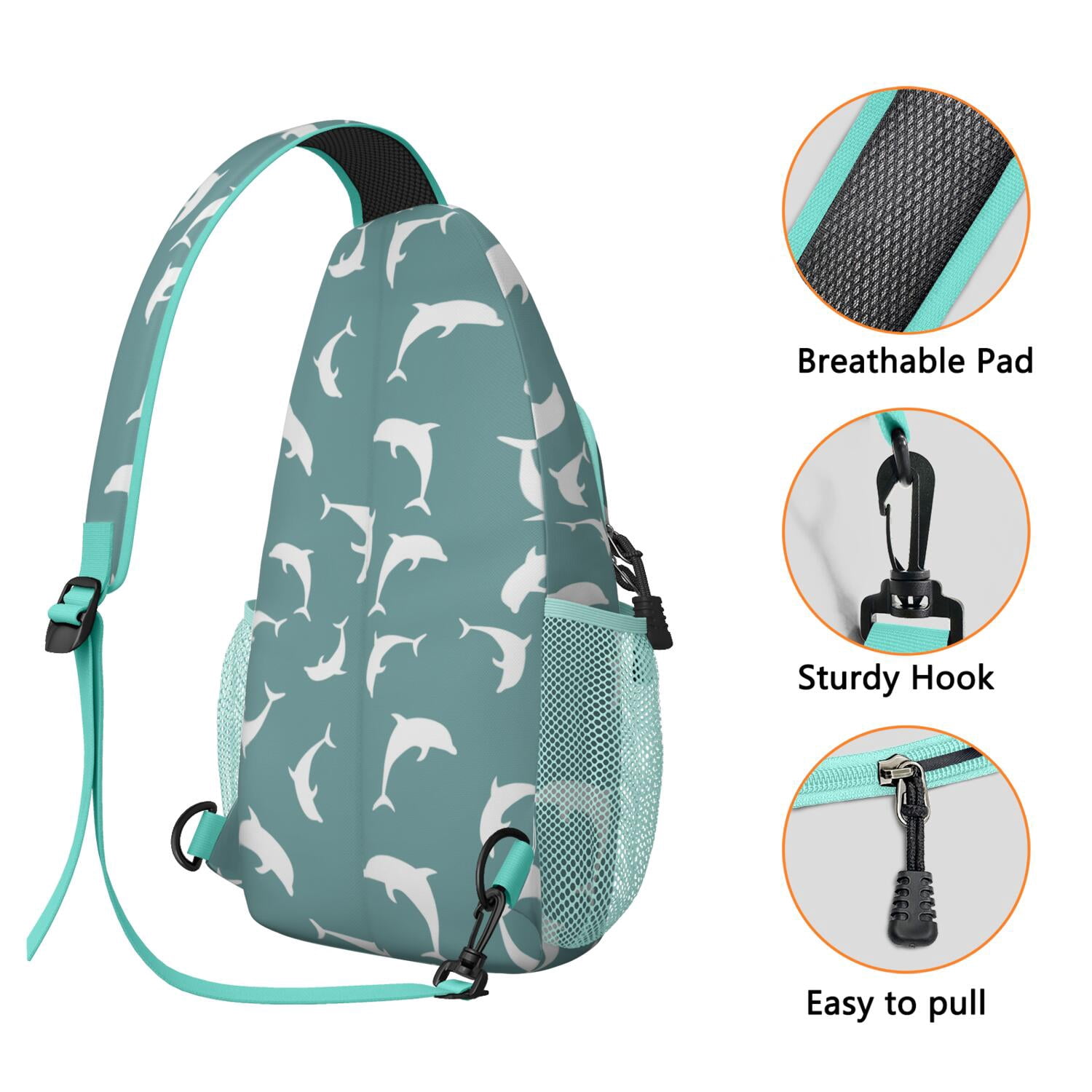 Cartoon Shark Shoulder Backpack - Funny Watercolor Shark Artwork for Hiking & Biking - Spacious & Organized