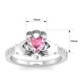thumbnail image 5 of SuperJeweler 1 Carat Heart Shape Created Pink Sapphire and Diamond Claddagh Ring In Sterling Silver For Women, 5 of 6