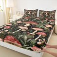 thumbnail image 4 of Homewish Rustic Mushrooms Bed Sheets,Boho Exotic Fungus Plant Full Size Sheets,Red Green,4-Piece,1 Flat Sheet, 1 Fitted Sheet and 2 Pillowcases, 4 of 6