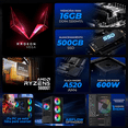 thumbnail image 3 of Computadora Escritorio Completa Xtreme PC Gaming AMD Radeon Vega Renoir Ryzen 5 5600GT 16GB SSD 500GB Monitor 27 WIFI Black juegos casuales, trabajo y estudio, 3 of 6
