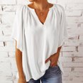 thumbnail image 1 of Camisa Casual Con Cuello En V Para Mujer, Blusa De Gasa Con Cuello En V Y Escote Plisado Elegante Y Fluido Para La Vida Diaria ANGGREK Otros, 1 of 5