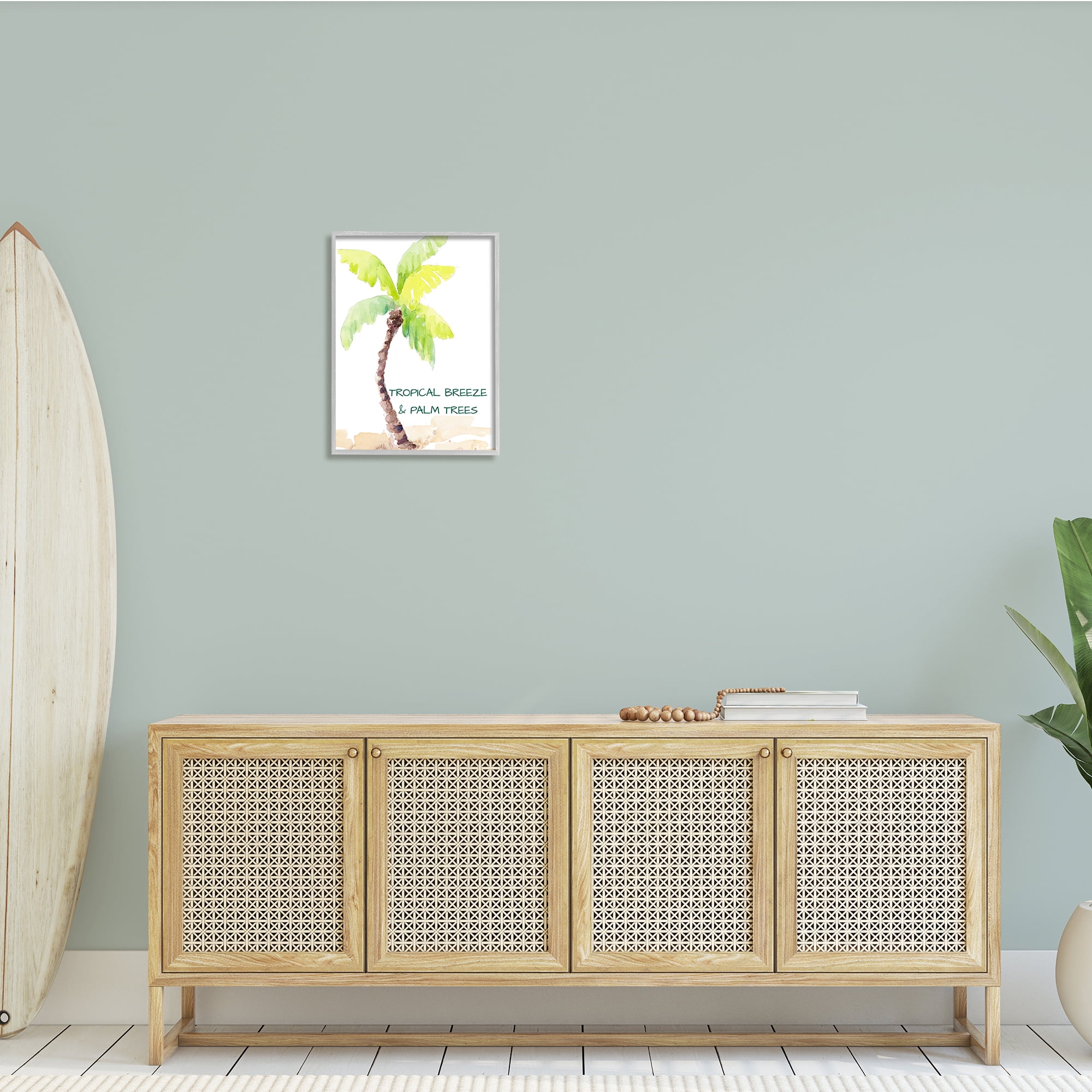 Stupell Indtries Tropical Breeze & Palm Trees Phrase Soft Beach,16 x 20,Design by Lanie Loreth
