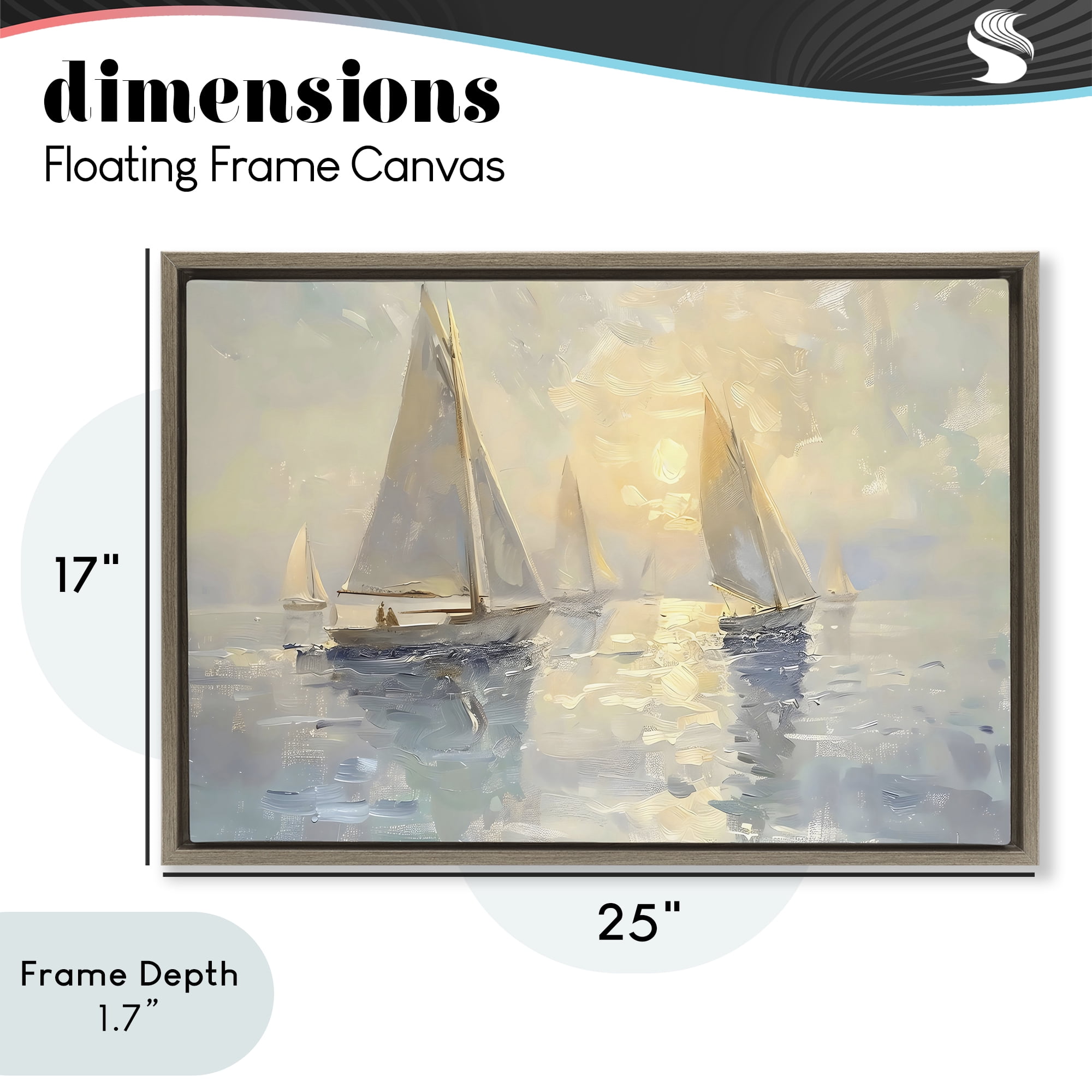 Stupell Industries Sunset Sailboats Glow Brown Framed Floater Canvas Wall Art, design by Creative Studio