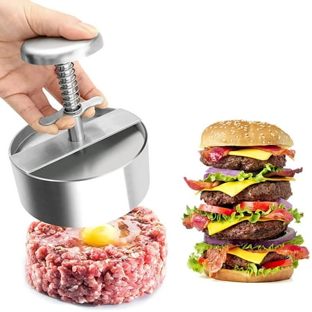 

Happon Burger Press 5.5 in Non-Stick Adjustable Hamburger Press 304 Stainless Steel Silver Hamburger Press Patty Maker DIY Thickness Home Street Delicacy BBQ Burger Patty Maker