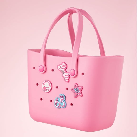 MINISO Barbie Beach Tote Bag, Cute Washable Beach Bag, Stylish Open Tote for Women & Grils, Pink