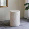 thumbnail image 5 of GZXS 14" Accent Cylindrical Side Table in Gold & White Starburst Capiz Shell Inlay, Modern Bohemian Decorative Stool - No Assembly for Home Office, Living Room, Bedroom, 5 of 8
