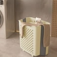 thumbnail image 2 of SLYNSHome Compact Laundry Basket,Plastic Collapsible Laundry Hamper Wall Mounted Portable Hanging Storage & Organization Container - Yellow, 2 of 7