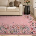 thumbnail image 5 of Wonnitar 8x10 Floral Living Room Rug,Washable Pink Rugs for Girls Bedroom, Soft Low Pile Area Rug, Non-Slip Throw Carpet for Nursery Playroom, 5 of 11