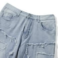 thumbnail image 5 of Men's Ripped Stacked Jeans Slim Fit Patch Distressed Destroyed Straight Leg Denim Pants Streetwear, 5 of 7