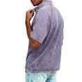 thumbnail image 5 of GrmtClth Men's Denim Shirts Distressed Washed Short Sleeve T-Shirts Casual Henley Tops Trend Quarter Zip Blouse Light Purple M, 5 of 8