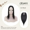 thumbnail image 4 of MY-LADY Clip In Remy Topper Hairpiece Human Hair Clip On Toupee Wispy Bangs For Women Middle Part With Hair Loss Thinning Hair #01 Jet Black, 4 of 8