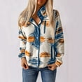 thumbnail image 2 of adviicd Womens Fleece Jacket Print Long Sleeve Button Down Jackets with Pockets Navy, XL, 2 of 4