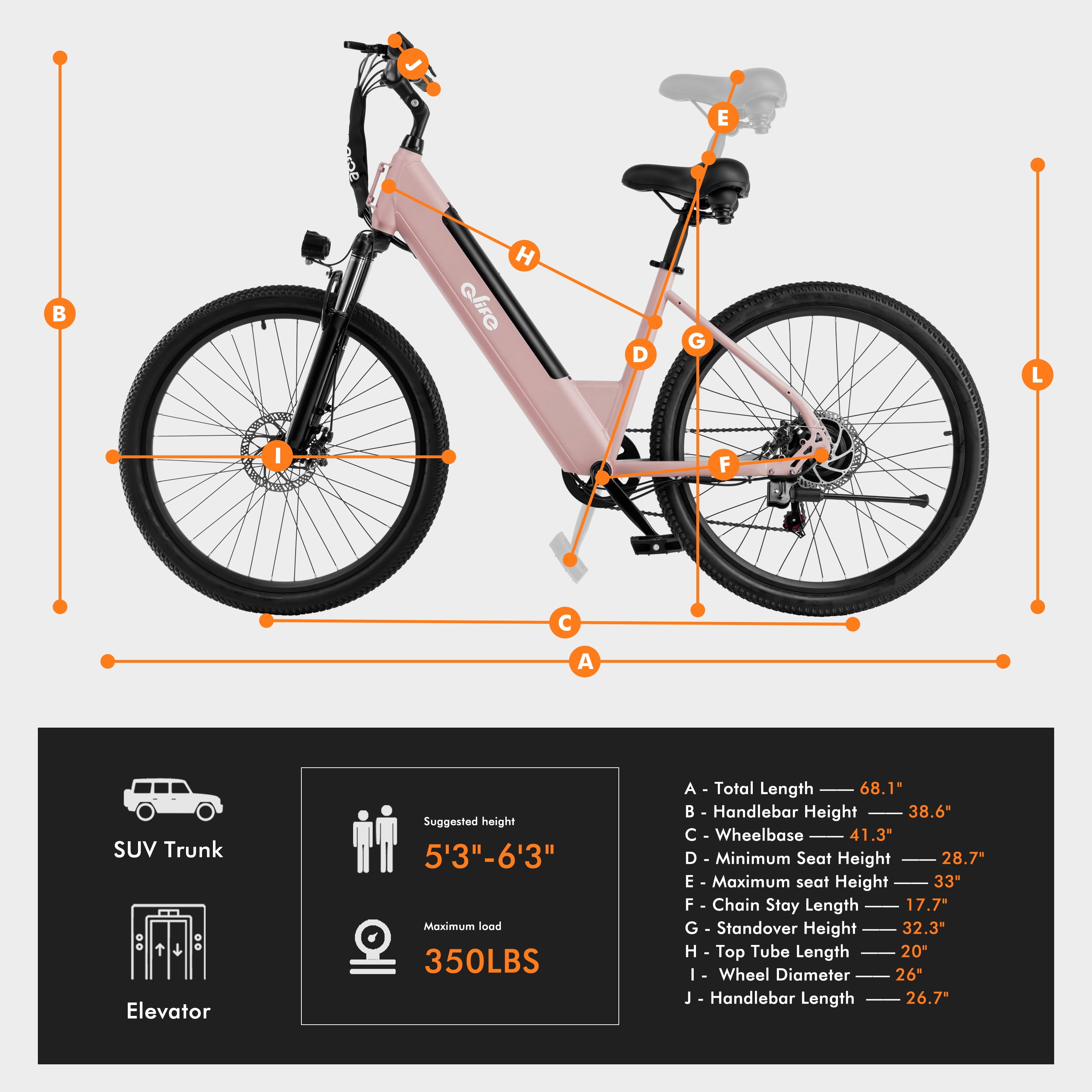 Electric Bike for Adults, Ebike Peak 750W Motor, 20MPH 36V Electric Mountain Bike with 7 Speed, electric bicycles,pink