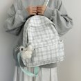thumbnail image 3 of Plaid School Backpack, Spacious Backpack with Multi-pocket, Lightweight Breathable Bookbag for Middle School College, Green, 3 of 8