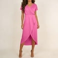 thumbnail image 6 of STETMN Women's Casual Dresses Wrap V Neck Maxi Dress Short Sleeve Side Slit A-line Sundress, 6 of 7
