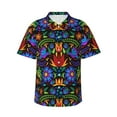 thumbnail image 2 of Xecao Colorful Floral print Hawaiian shirt - a stylish short-sleeve button-down for men, perfect for casual beach and tropical outings., 2 of 9