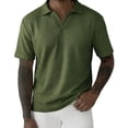 thumbnail image 3 of RongHuan Mens Casual T-Shirts Short Sleeve Textured Knit V Neck Shirt Casual Golf Shirts Stylish Solid Color Tops, 3 of 6