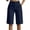 Blue, variant on Women High Waist Straight Leg Tailored Bermuda Shorts Simple Design Office Style Knee Length Suit Shorts with Pockets Army Green S