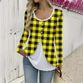 thumbnail image 2 of XPMWRP Women Fake Two Piece Patchwork Tunic Top Loose Crew Neck Button Up Henley Shirts Long Sleeve Dressy Casual Blouse Yellow XXXL, 2 of 7