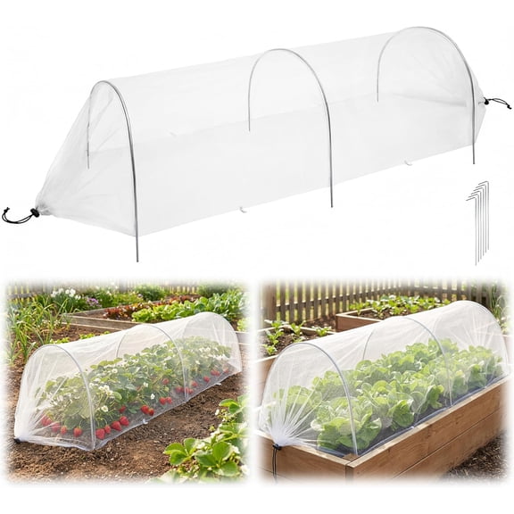 4ft Garden Row Accelerator Plants Cover, Pop Up Garden Bed Tunnel Net with 6 Stakes for Protecting Vegetable Fruit