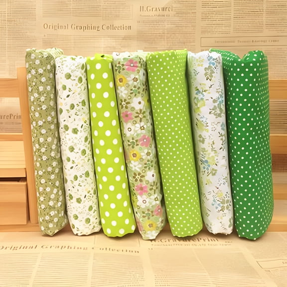 AUQ 7Pcs Assorted Fat Quarter Bundle Quilt Quilting Cotton Fabric Sewing DIY Set
