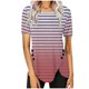 thumbnail image 1 of Blusas de Manga Corta para las Mujeres, Botón Impreso Casual Abajo Cuello Redondo Superior, Tela de Imitación Ligera, 1 of 5