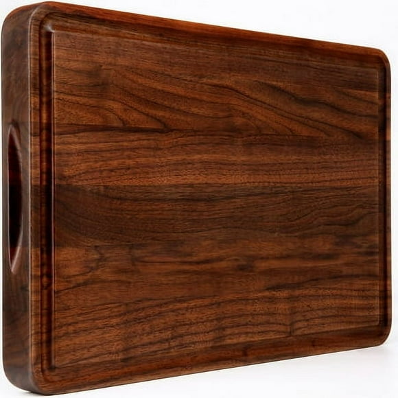 AZRHOM Large Walnut Wood Cutting Board for Kitchen 18x12 (Gift Box) with Juice Groove Handles Non-slip Mats Thick Reversible Butcher Block Chopping Board Cheese Charcuterie Boardrd
