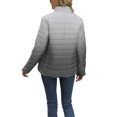 thumbnail image 4 of hirigin Women Gradient Color Packable Crop Down Jacket Winter Warm Lightweight Long Sleeve Zip Up Quilted Puffer Jacket Coat (Gradient White , S ), 4 of 5