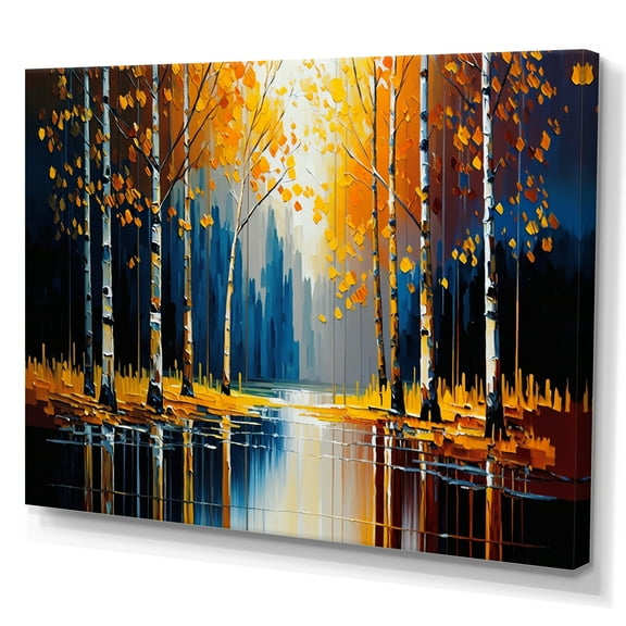 Designart Path Into The Yellow Forest V Canvas Wall Art