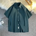 thumbnail image 3 of ALLLIST Collared Tops Green Short Sleeve Striped Button T-Shirts Casual Cotton and Linen Mens T-Shirts, 3 of 8