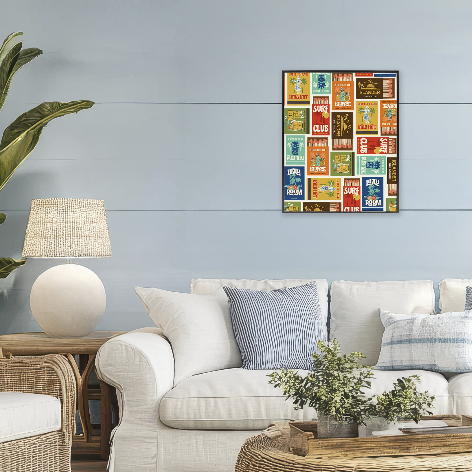 Stupell Industries Vintage Tropical Match Boxes Black Framed Giclee Art, design by Emily Dumas