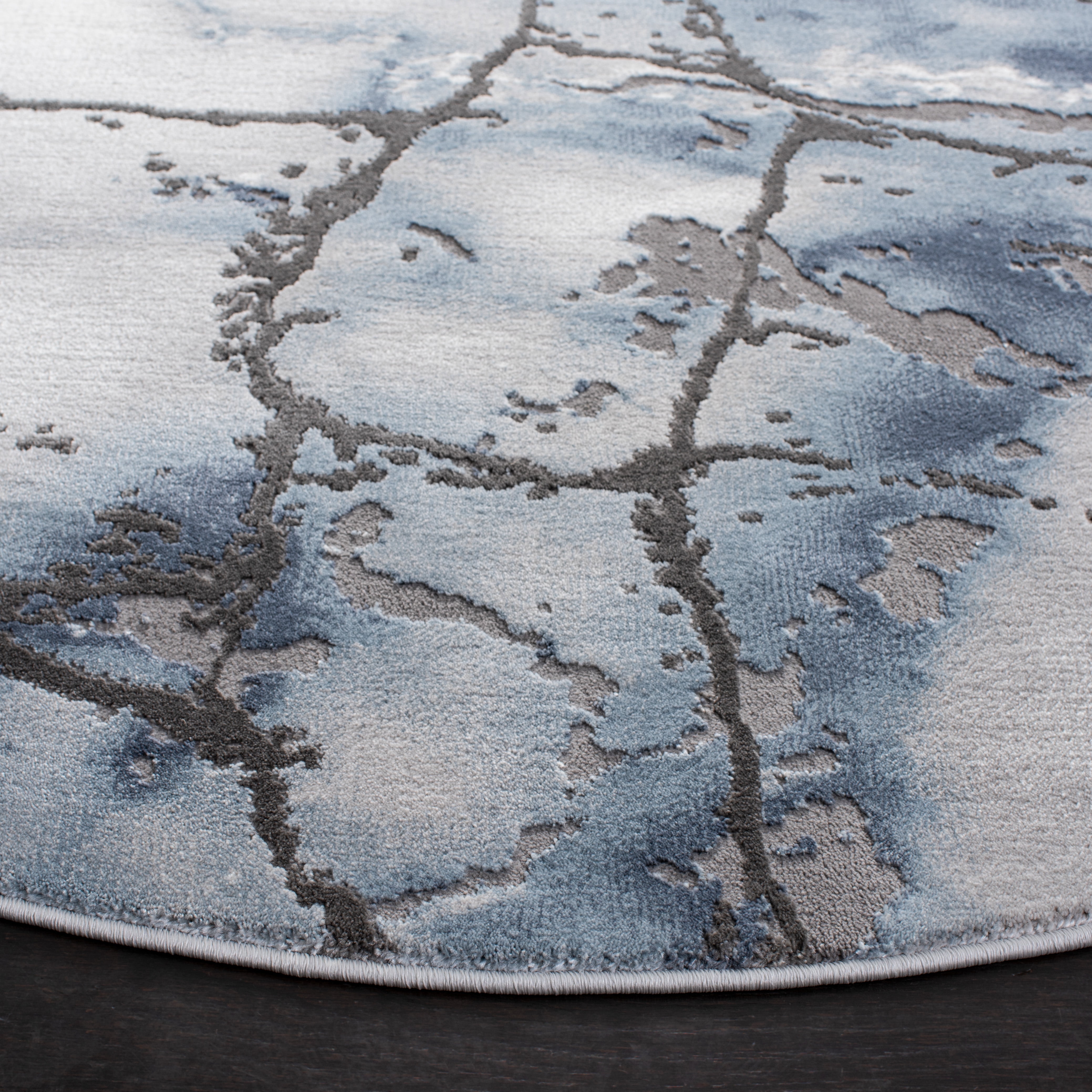 SAFAVIEH Craft Paul Abstract Area Rug, Grey/Blue, 5'3" x 5'3" Round