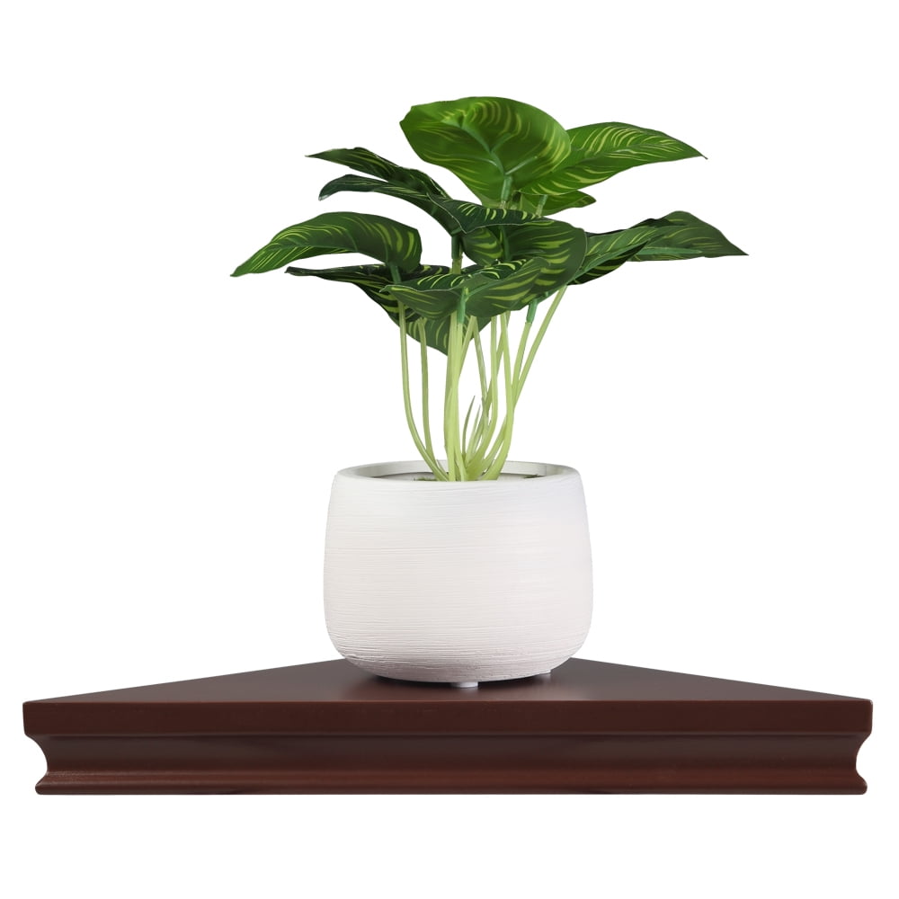 Set of 2 Floating Corner Wall Shelf, Modern Furniture Shelves Storage, Brown
