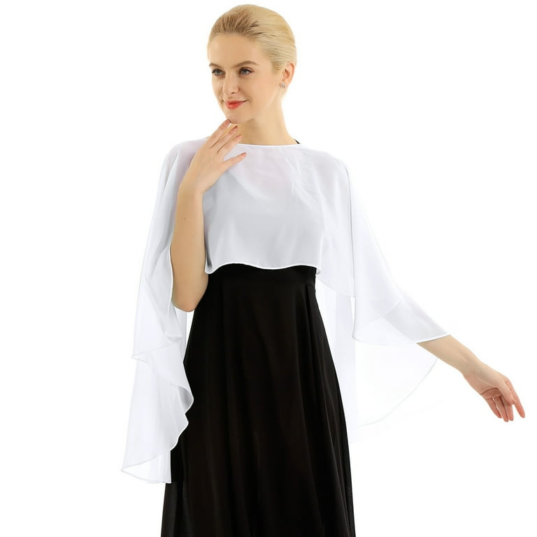 TiaoBug Women Chiffon Wedding Dress Capes High Low Shawl Bridal Bolero Shrug  Lightweight Capelet White One Size - Walmart.com