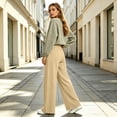 thumbnail image 4 of Women's Soft Extra Wide Leg Pants with Pockets Drawstring High Waist Pull-On Casual Sweatpants Baggy Comfy Athletic Joggers Khaki XL, 4 of 7