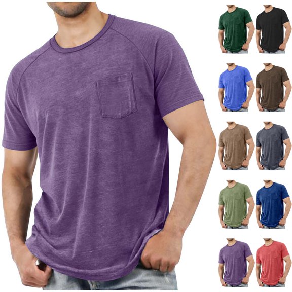 Mens Big & Tall Short Sleeve T-Shirts Crew Neck Raglan Regular Fit T-Shirt, Classic Heathered Jersey Knit Soft Stretch Summer Casual Breathable Athleisure Tops