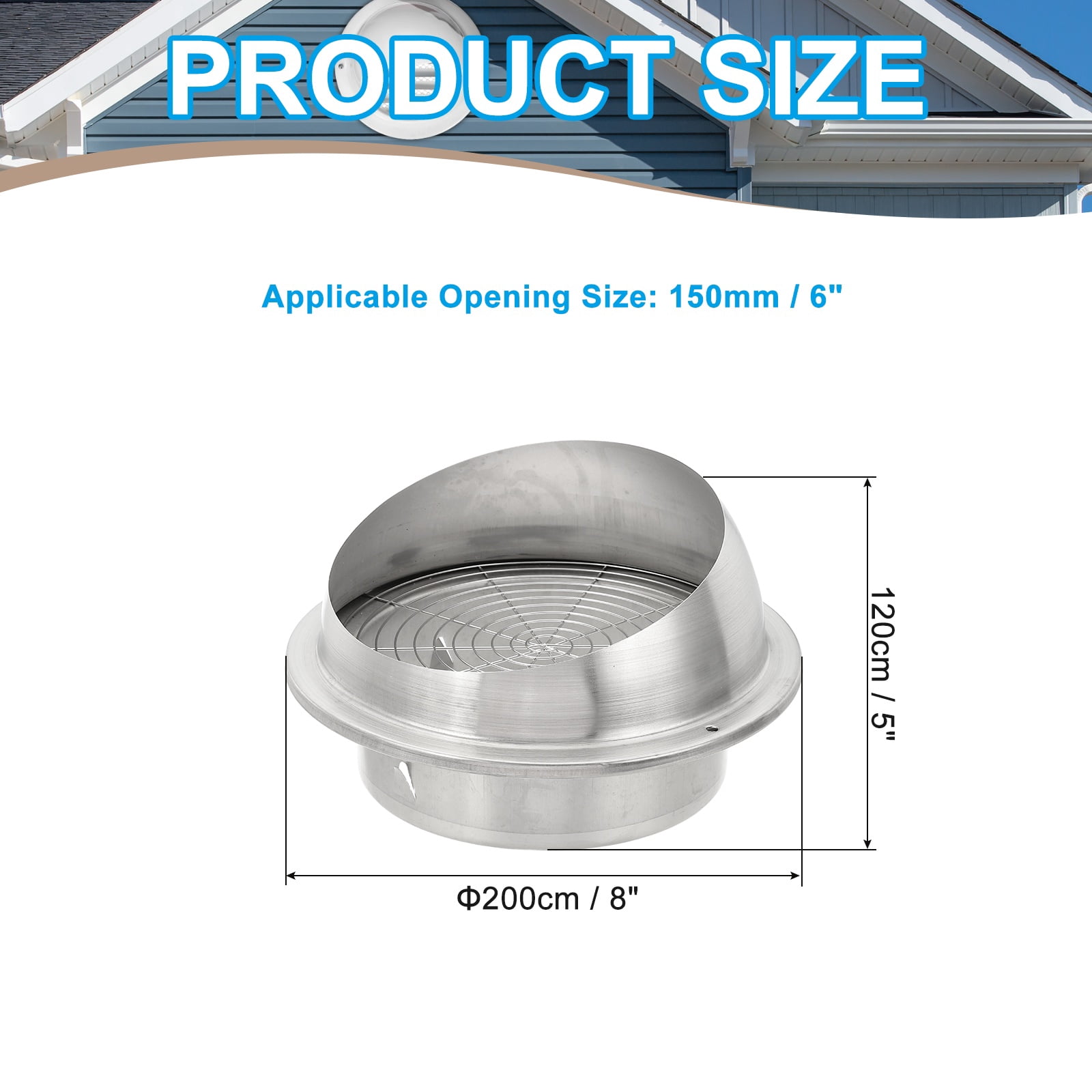 Uxcell 6 Inch Dryer Vent Cover, Stainless Steel Exterior Wall Air Vent for HVAC Ducting