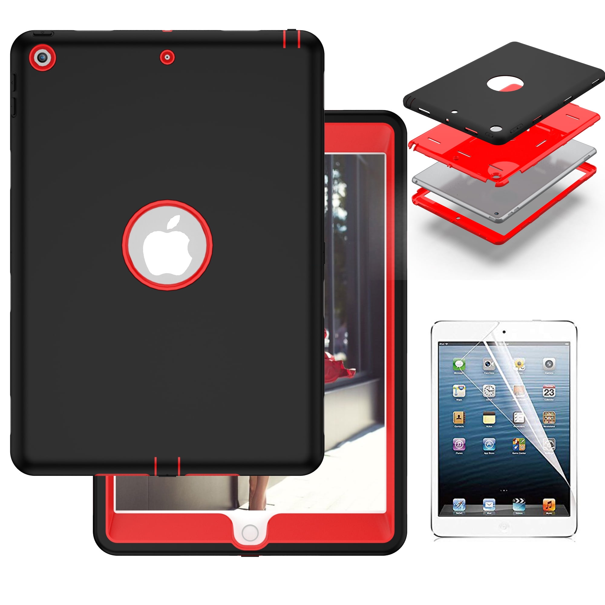iPad 7th Gen 10.2 Shockproof Case with Soft PET Screen Protector, Dteck Heavy Duty Rugged Full