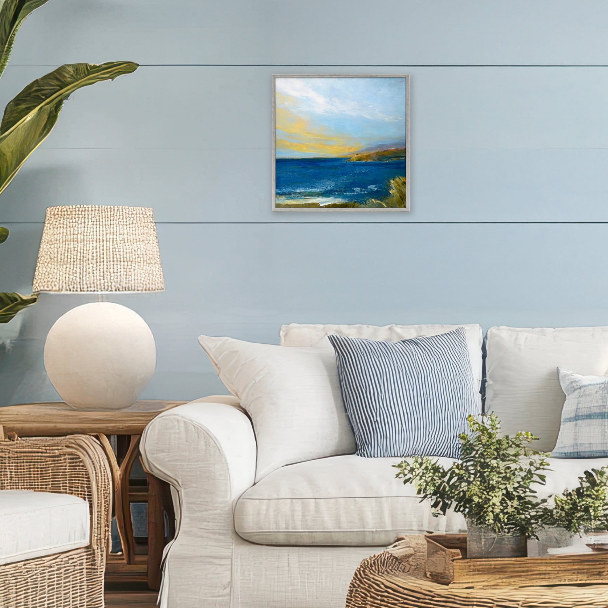 Stupell Industries Vibrant Ocean Light at Dusk Gray Framed Giclee Art, design by Patrick Dennis