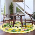 thumbnail image 4 of Summer Round Living Room Rugs 5 ft, Yellow Green Lemon Leaf Flowers Garland Buffalo Plaid Washable Area Rug with Non-Slip Sturdy Edge Binding Round Carpet for Entryway Kitchen Bedroom Bathroom, 4 of 9