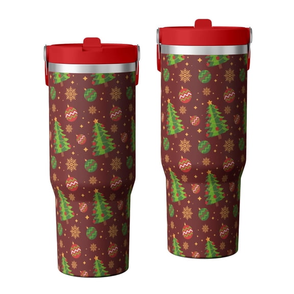 Christmas 30oz Handheld Travel Tumbler with Handle – Double Wall Stainless Steel Insulated Cup, Flip Straw Lid, Leak-Proof & BPA-Free for Hot and Cold Drinks – Durable Coffee & Juice Mug Black