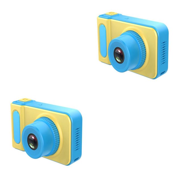 Inteprter Cámara digital Mini juguete fotográfico de dibujos animados Cámara de video de bolsillo portátil con pantalla de visualización Regalo para azul 2piezas
