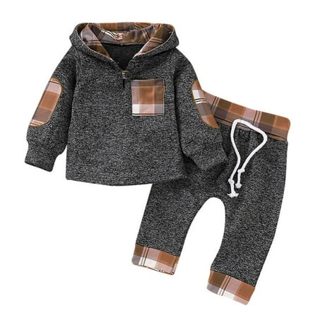 

URMAGIC 3M-3T Baby Boy Sweatshirt Set Toddler Infant 2Pcs Long Sleeve Pullover Hooded Sweatshirt+Pants Outfits