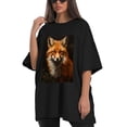 thumbnail image 4 of Plus Size Shirt for Women Black Tops for Women Short Sleeves Shirt for Women Fox T Shirt Crewneck Shirt for Women XL, 4 of 5