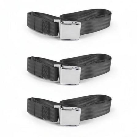 SafeTBoy  Airplane 2 Point Charcoal Lap Bucket Seat Belt Kit for Ford Mustang 1979-1993v - 2 Belts