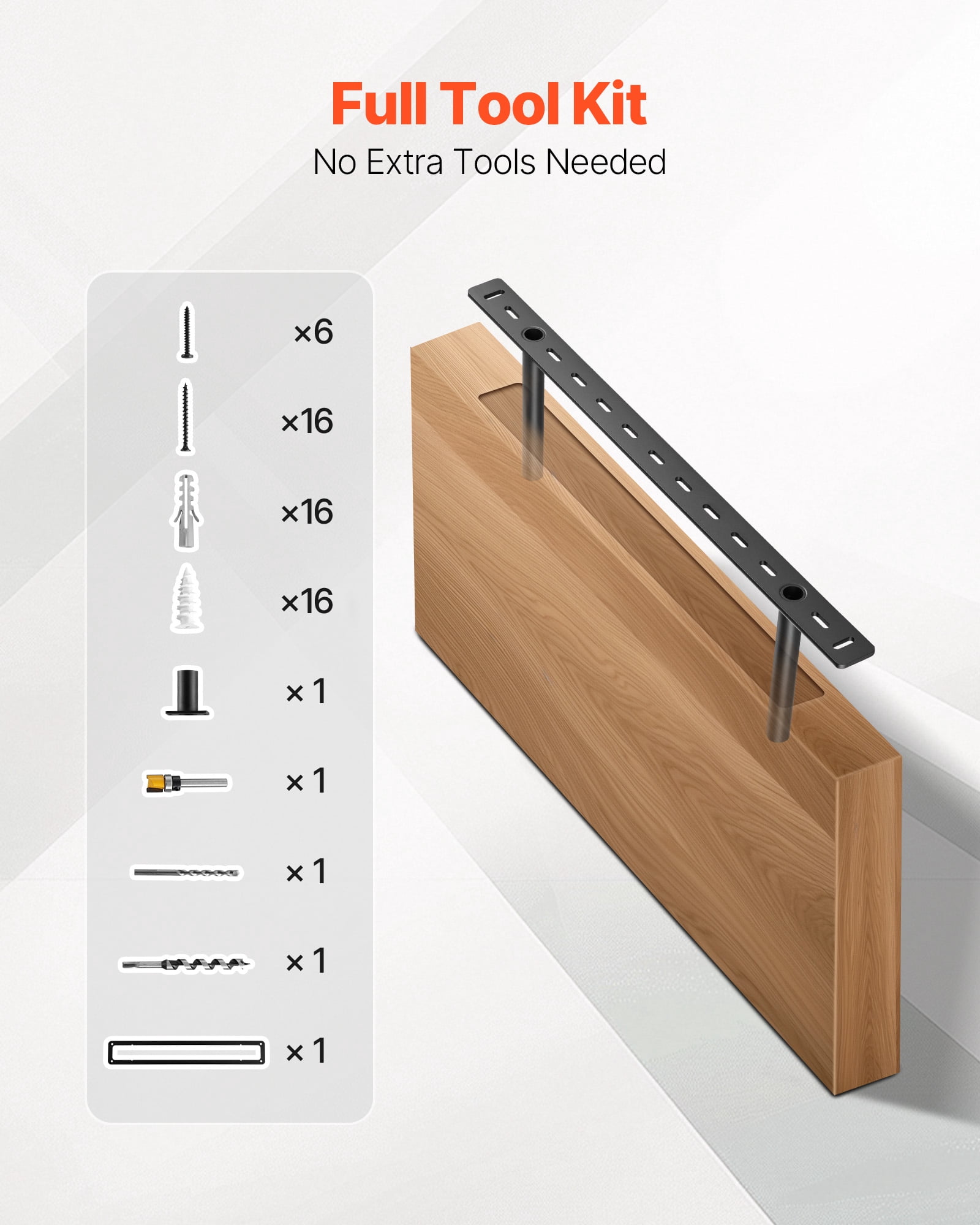 VEVOR Floating Shelf Brackets 2 Pcs, 150 lbs/68 kg Weight Capacity, 22x6.2x1.5 inch / 558.4x157.4x38.1 mm, Heavy Duty Hidden Shelf Brackets Support, Wall Mounting Invisible Floating Shelves Bracket