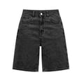 thumbnail image 5 of Clossjun Long Knee Length High Waisted Stretchy Cotton Jorts Bermuda Jean Shorts for Women with Pockets Denim Summer Clean Fit, 5 of 5