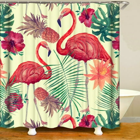 1 3 4 Pcs 71x71 Inch Waterproof Flamingo Shower Curtain Toilet