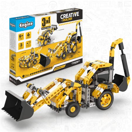 Engino Creative Builder- Backhoe Loader- 3-in-1 STEM Toys for Kids 6+